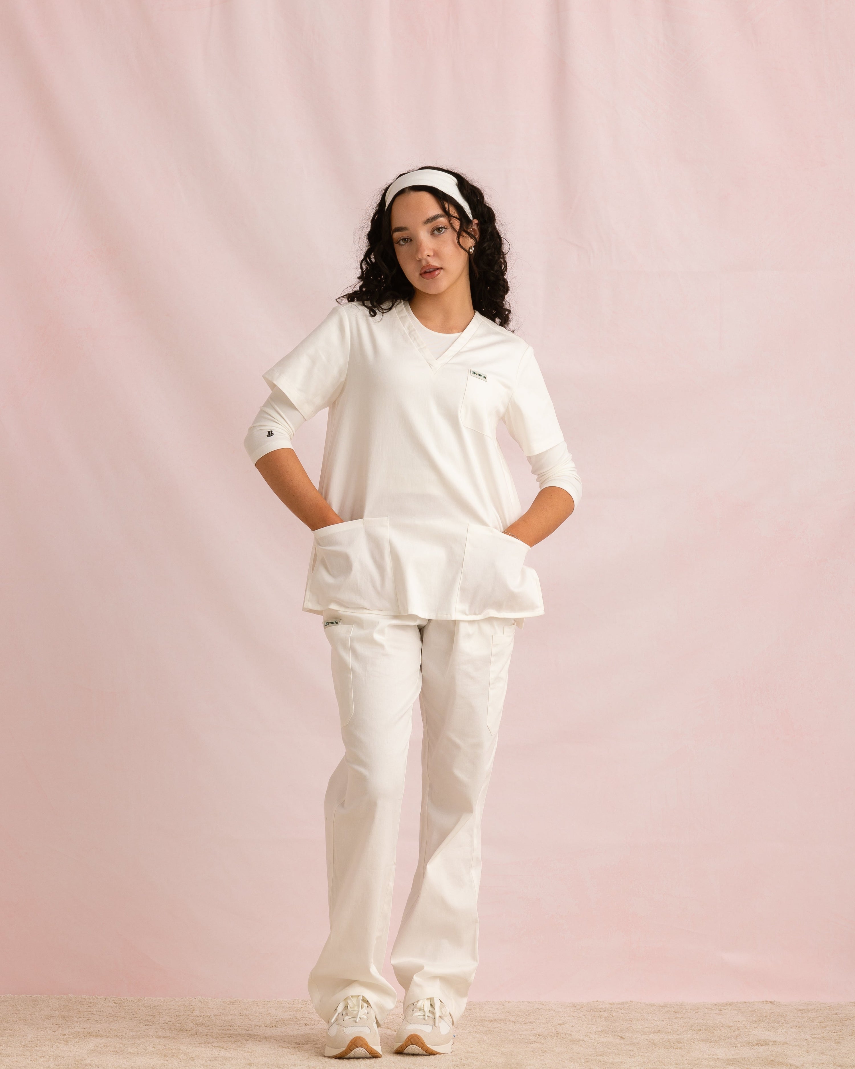 Crewneck Bamboo ¾ Sleeve Top | White