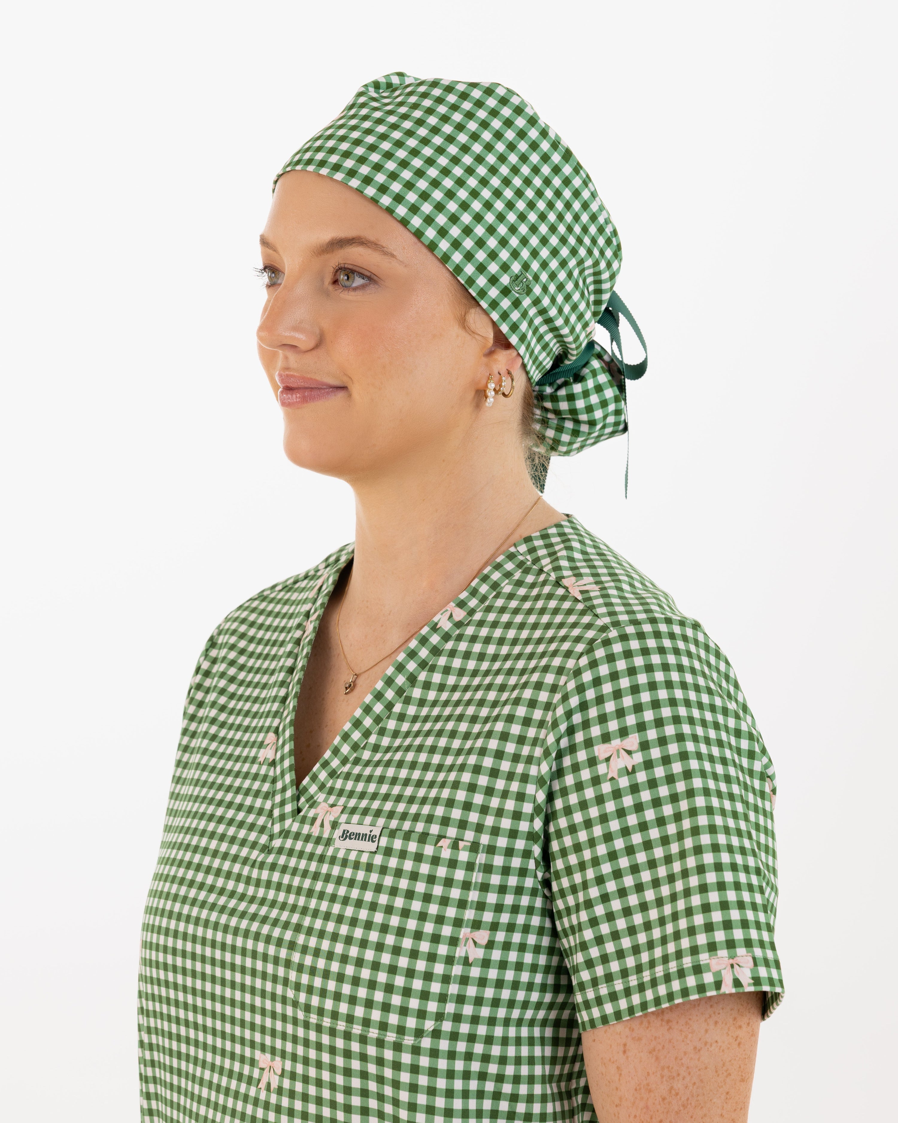 Ava Gingham Scrub Cap
