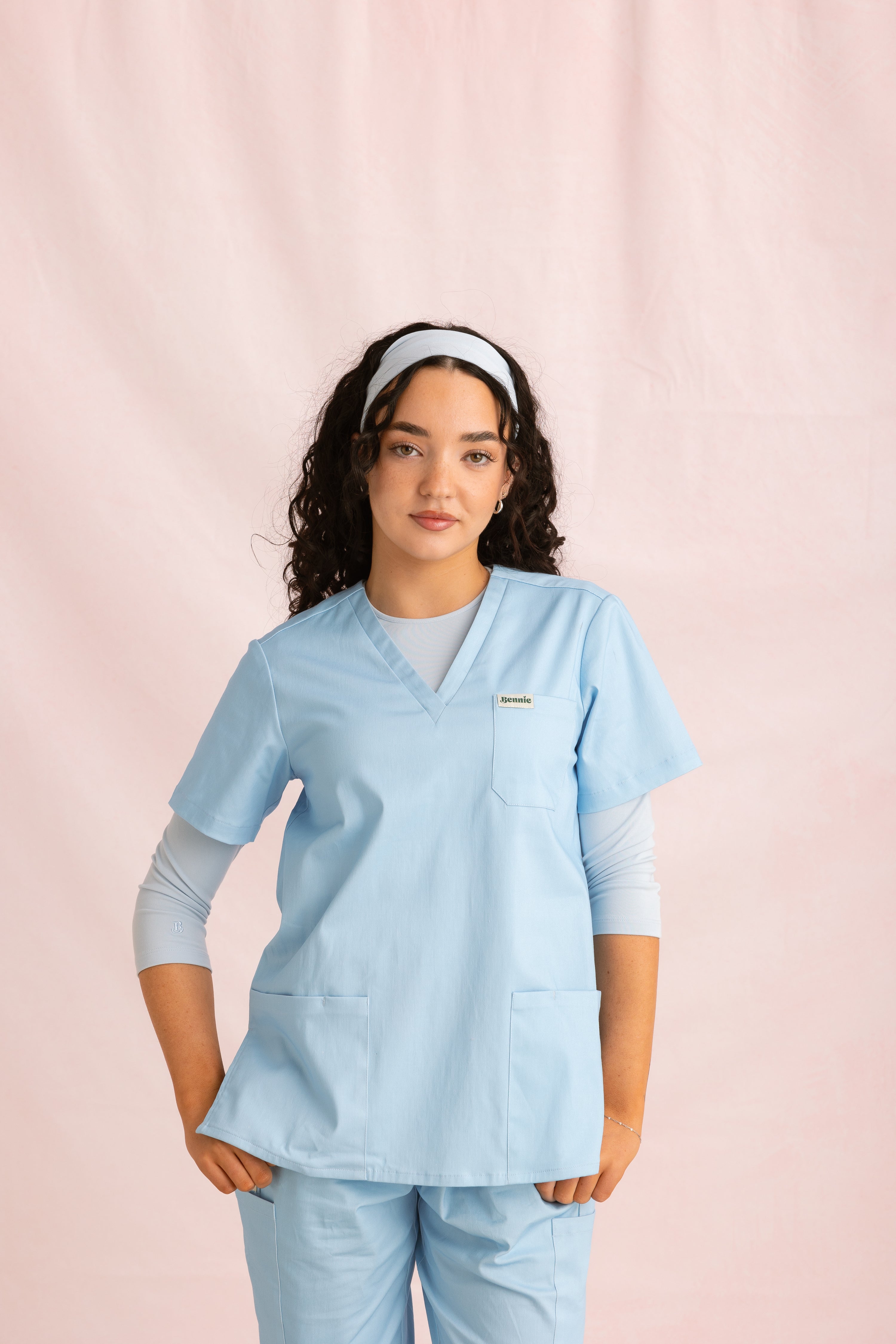 Crewneck Bamboo ¾ Sleeve Top | Blueberry