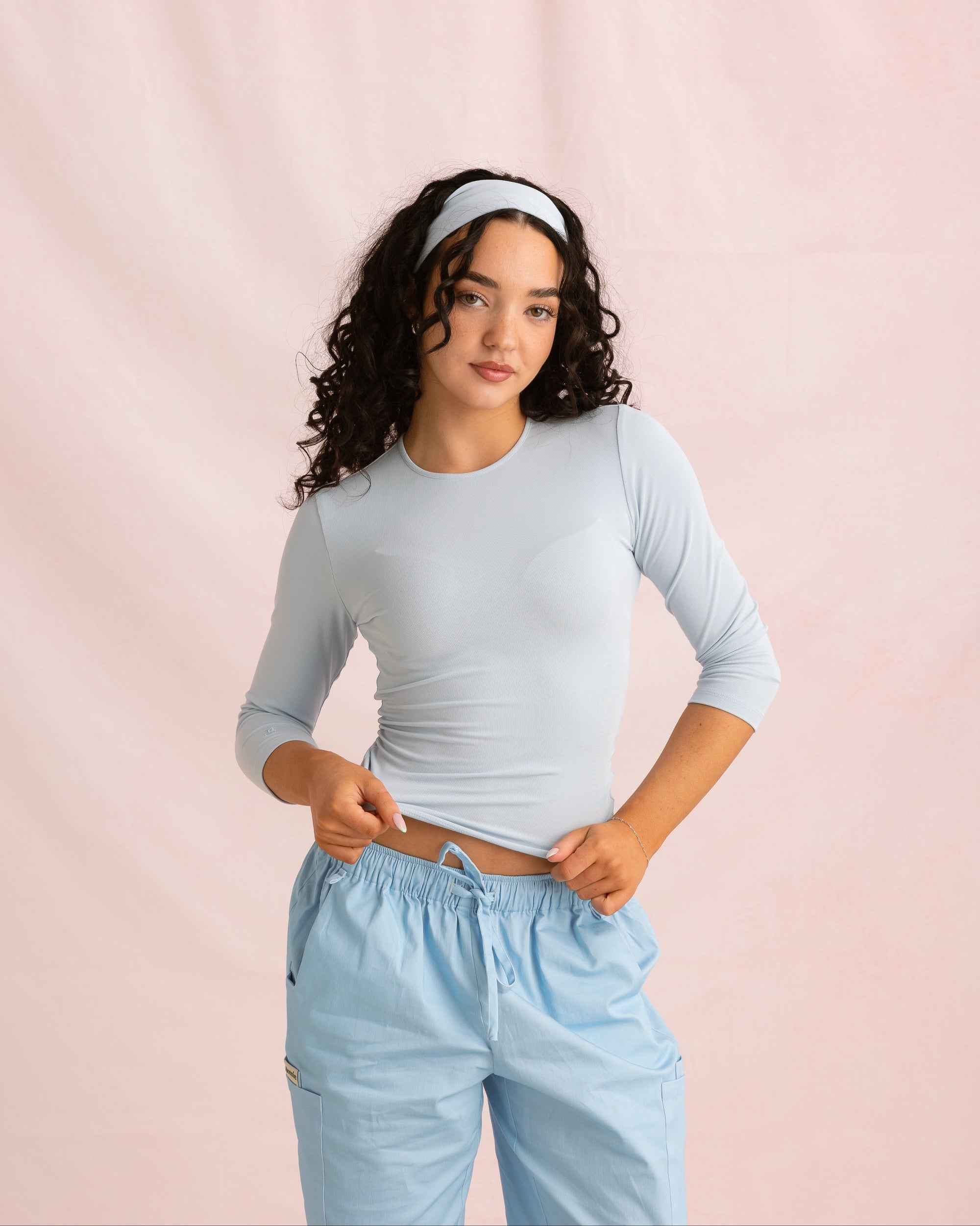 Crewneck Bamboo ¾ Sleeve Top | Blueberry