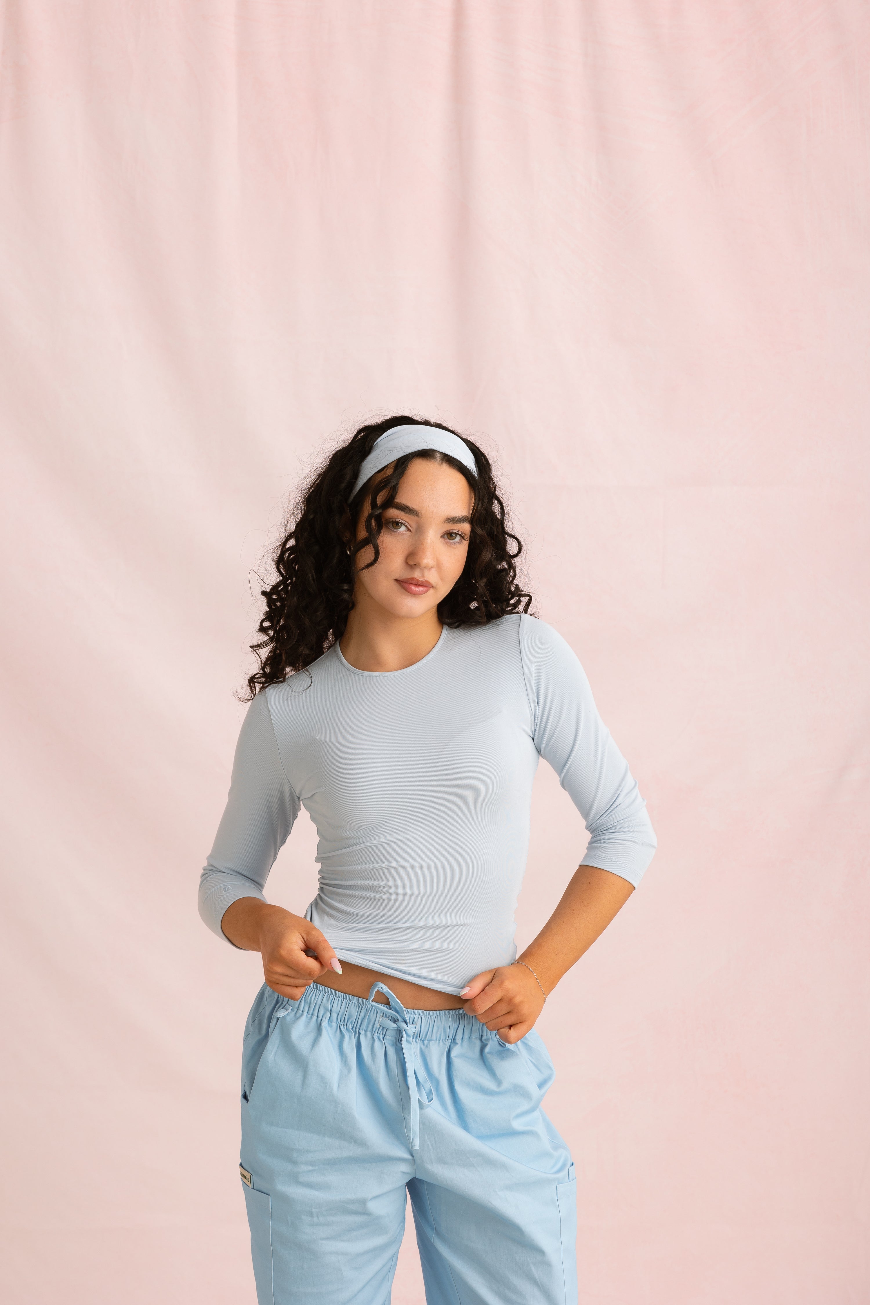Crewneck Bamboo ¾ Sleeve Top | Blueberry