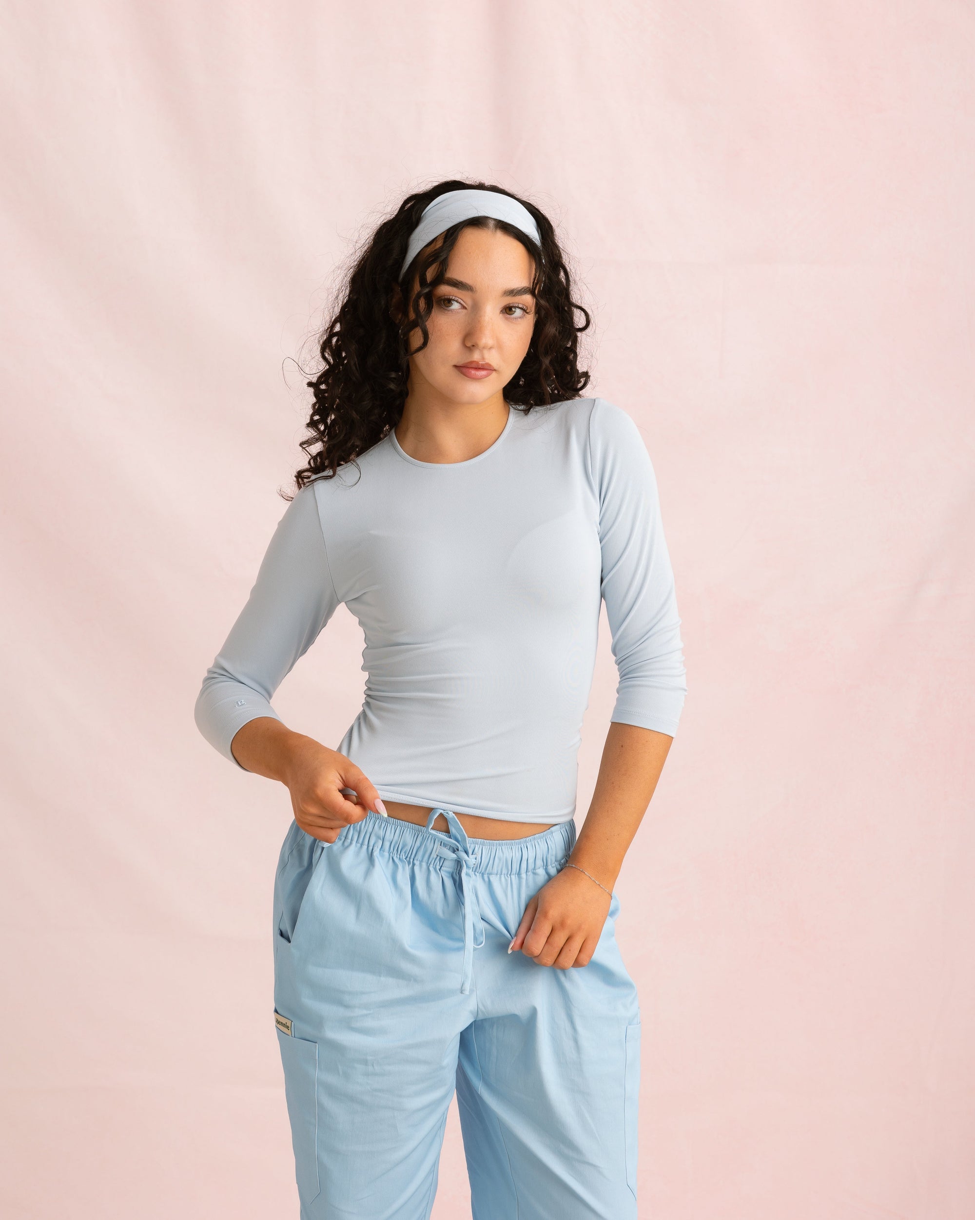 Crewneck Bamboo ¾ Sleeve Top | Blueberry