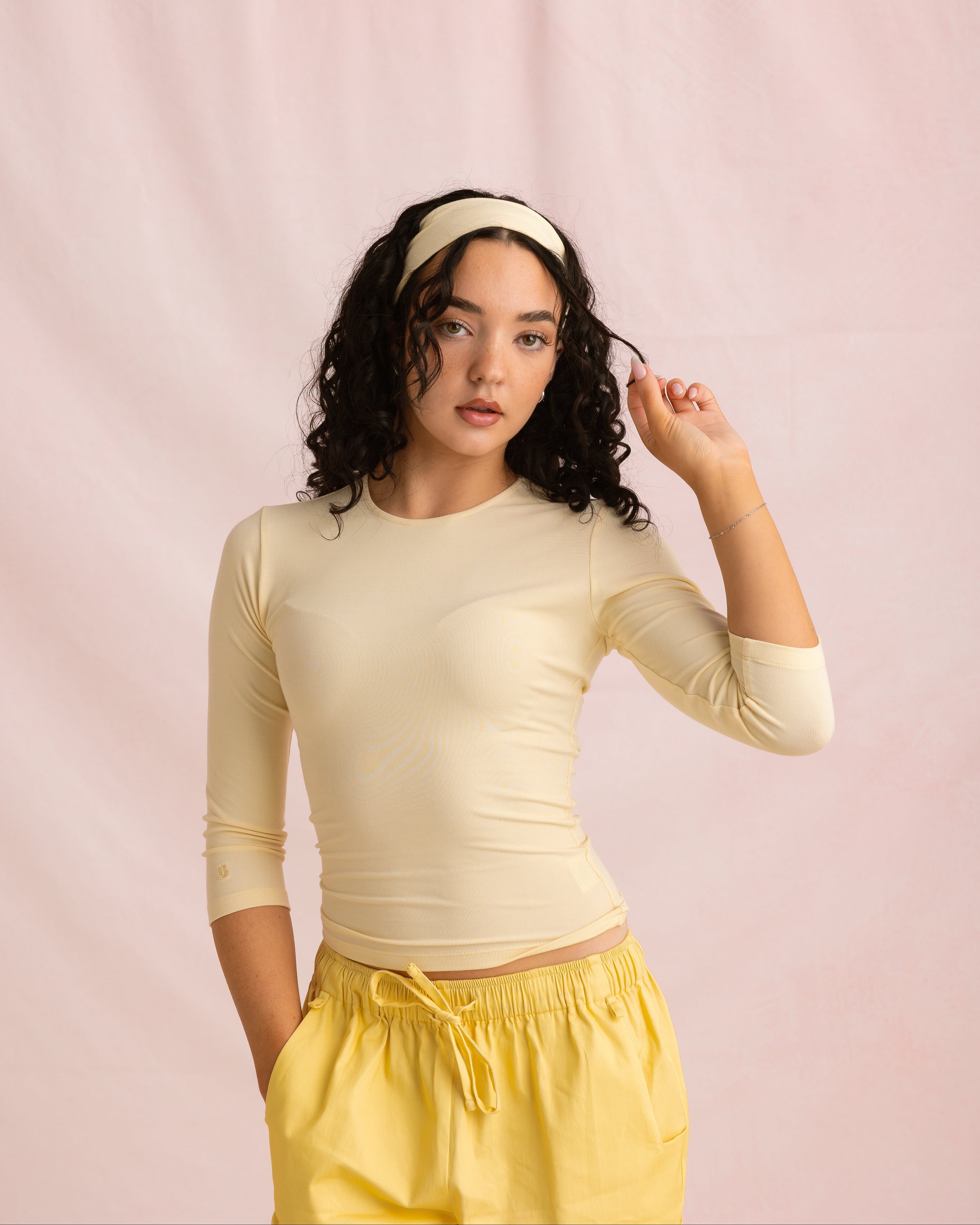 Crewneck Bamboo ¾ Sleeve Top | Butter