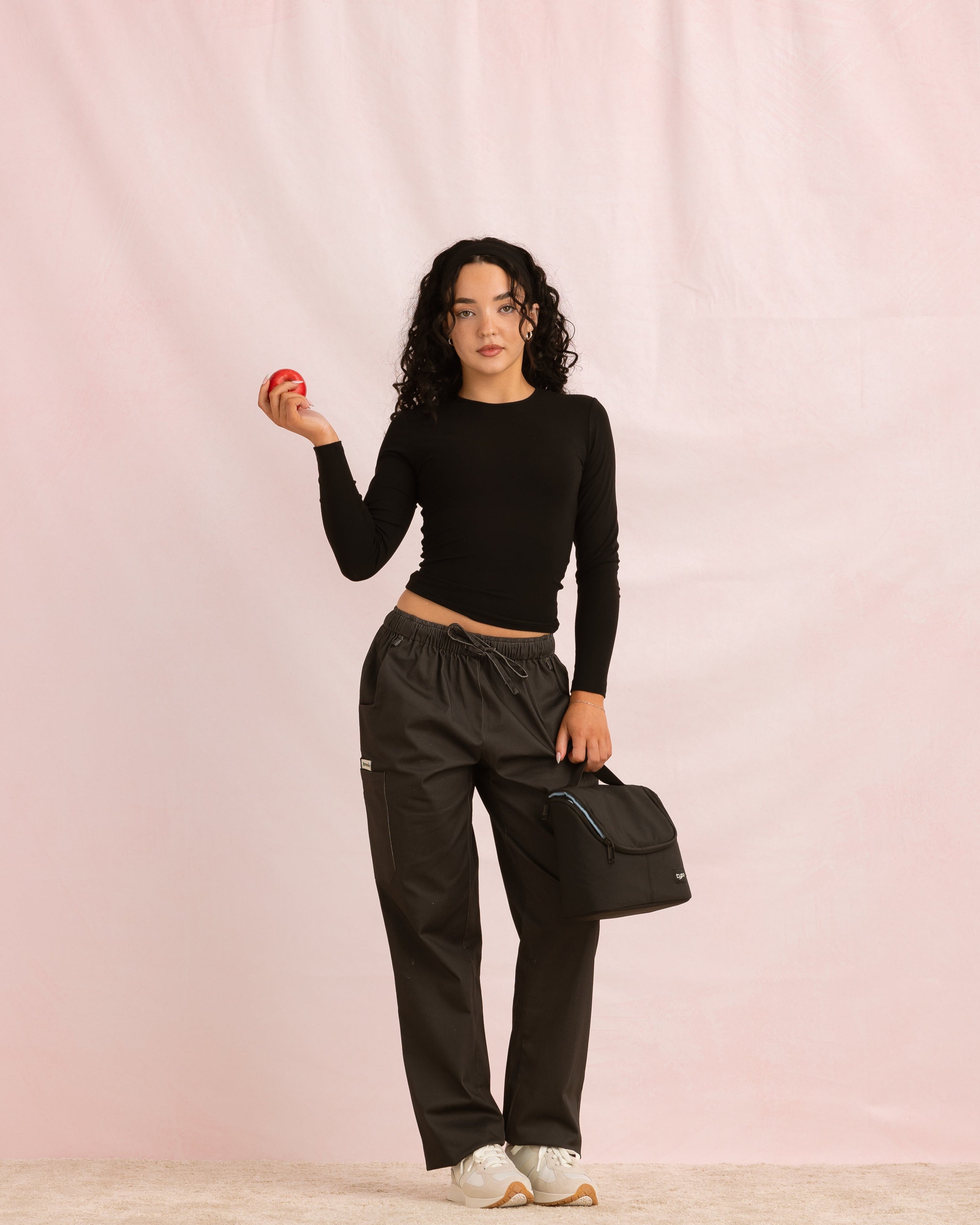 Crewneck Bamboo Long Sleeve Top | Black