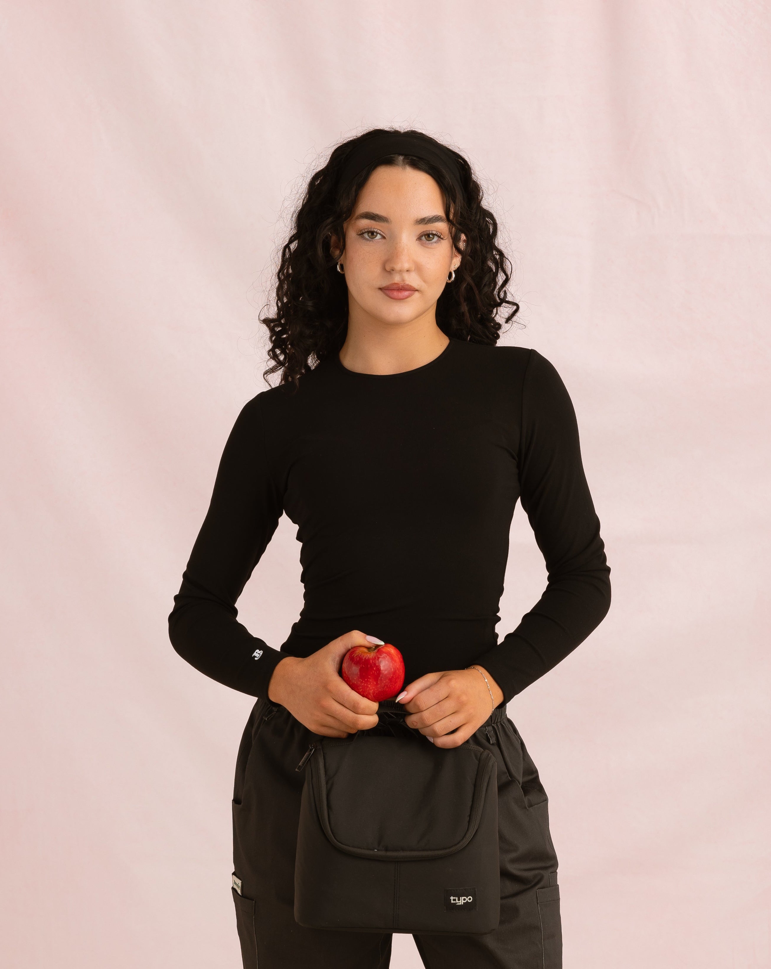 Crewneck Bamboo Long Sleeve Top | Black