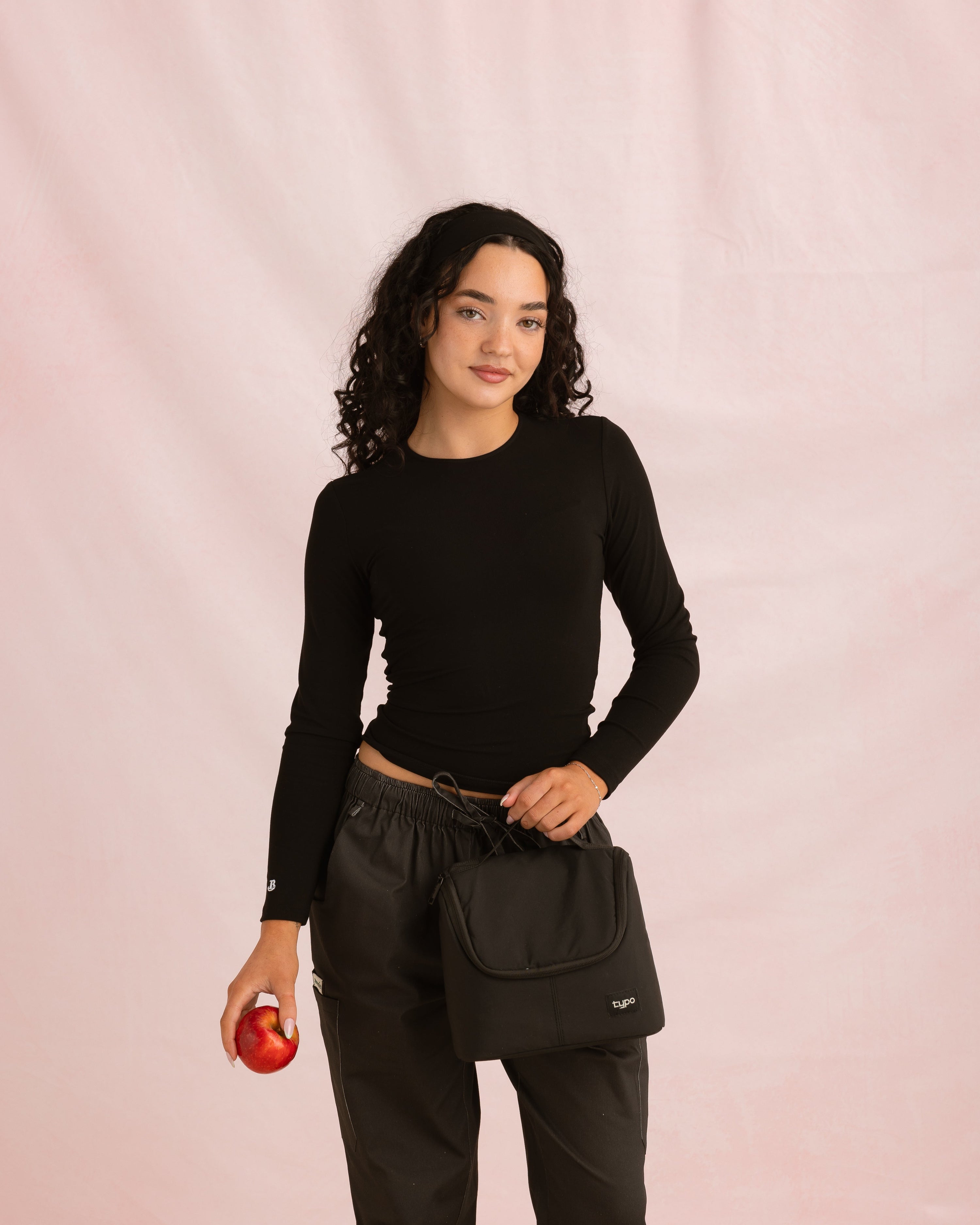 Crewneck Bamboo Long Sleeve Top | Black