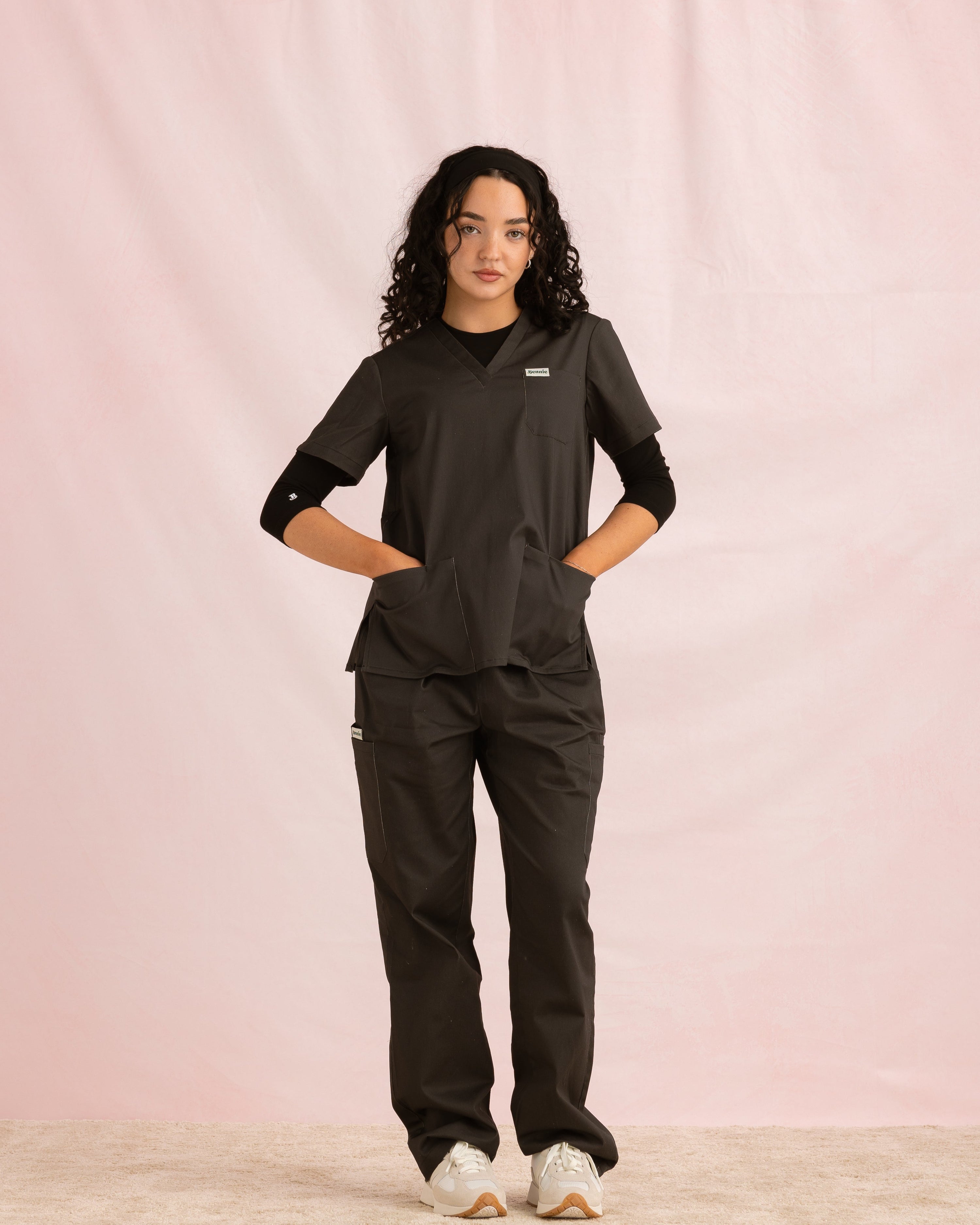 Crewneck Bamboo ¾ Sleeve Top | Black