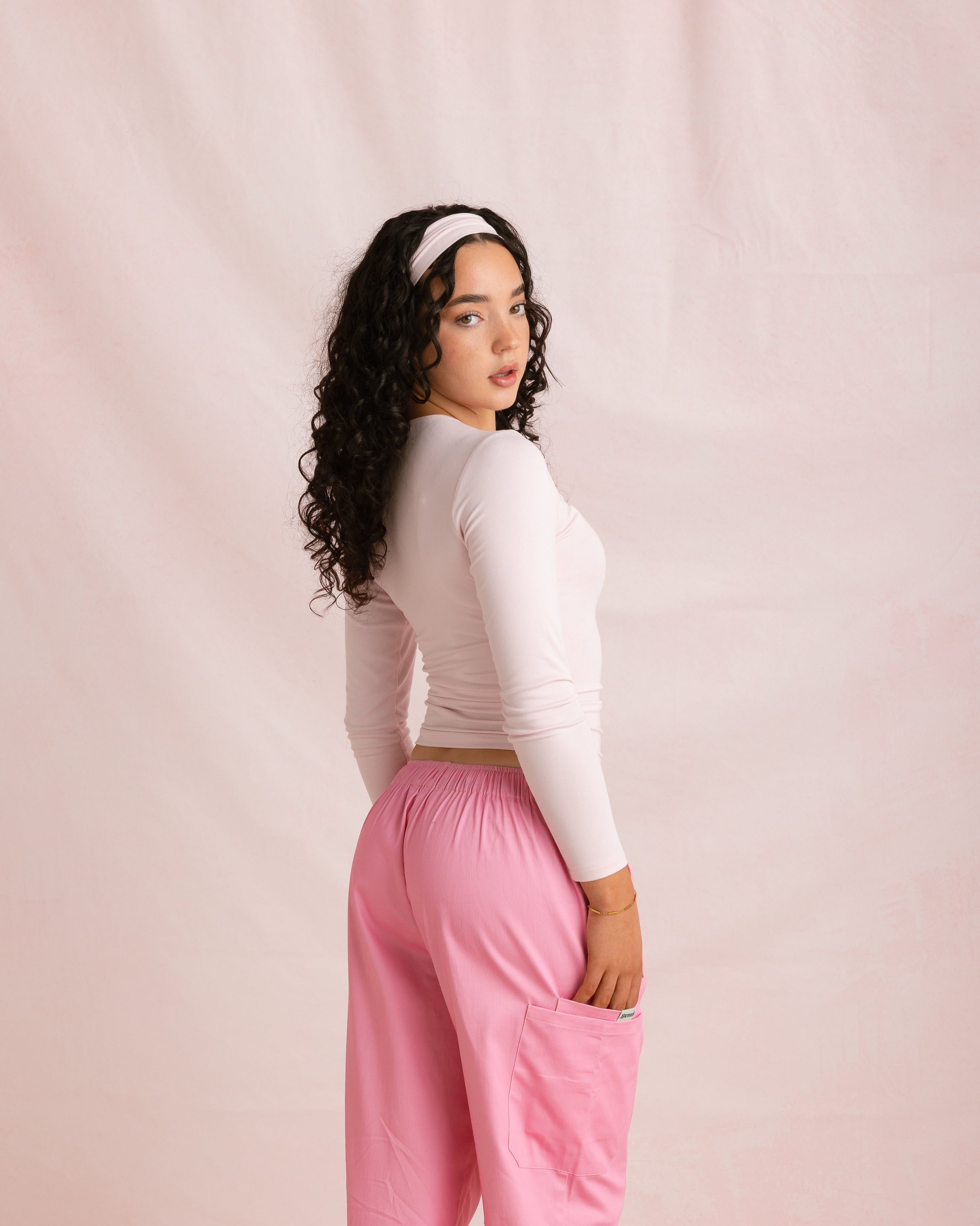 Crewneck Bamboo Long Sleeve Top | Blush