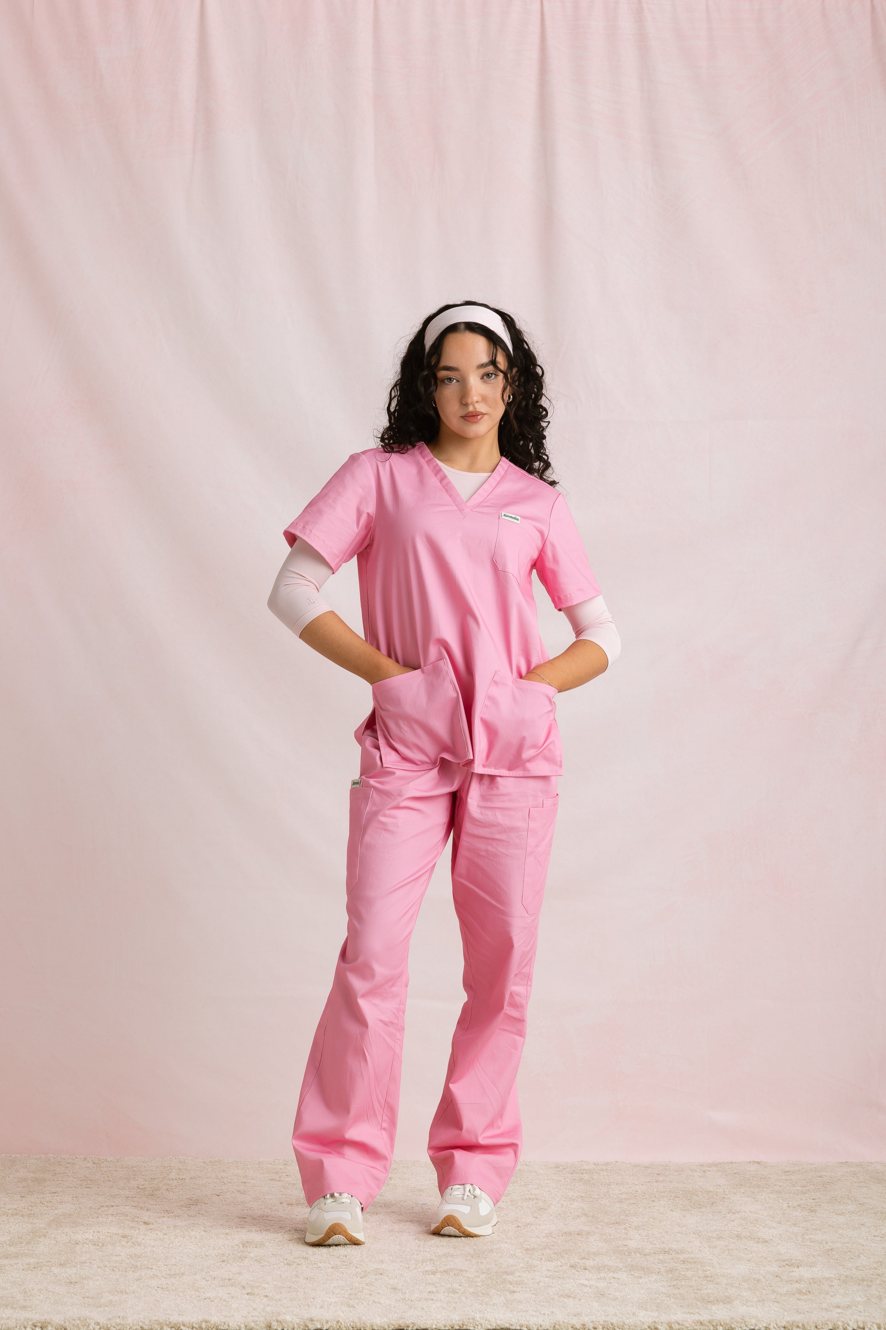 Crewneck Bamboo ¾ Sleeve Top | Blush