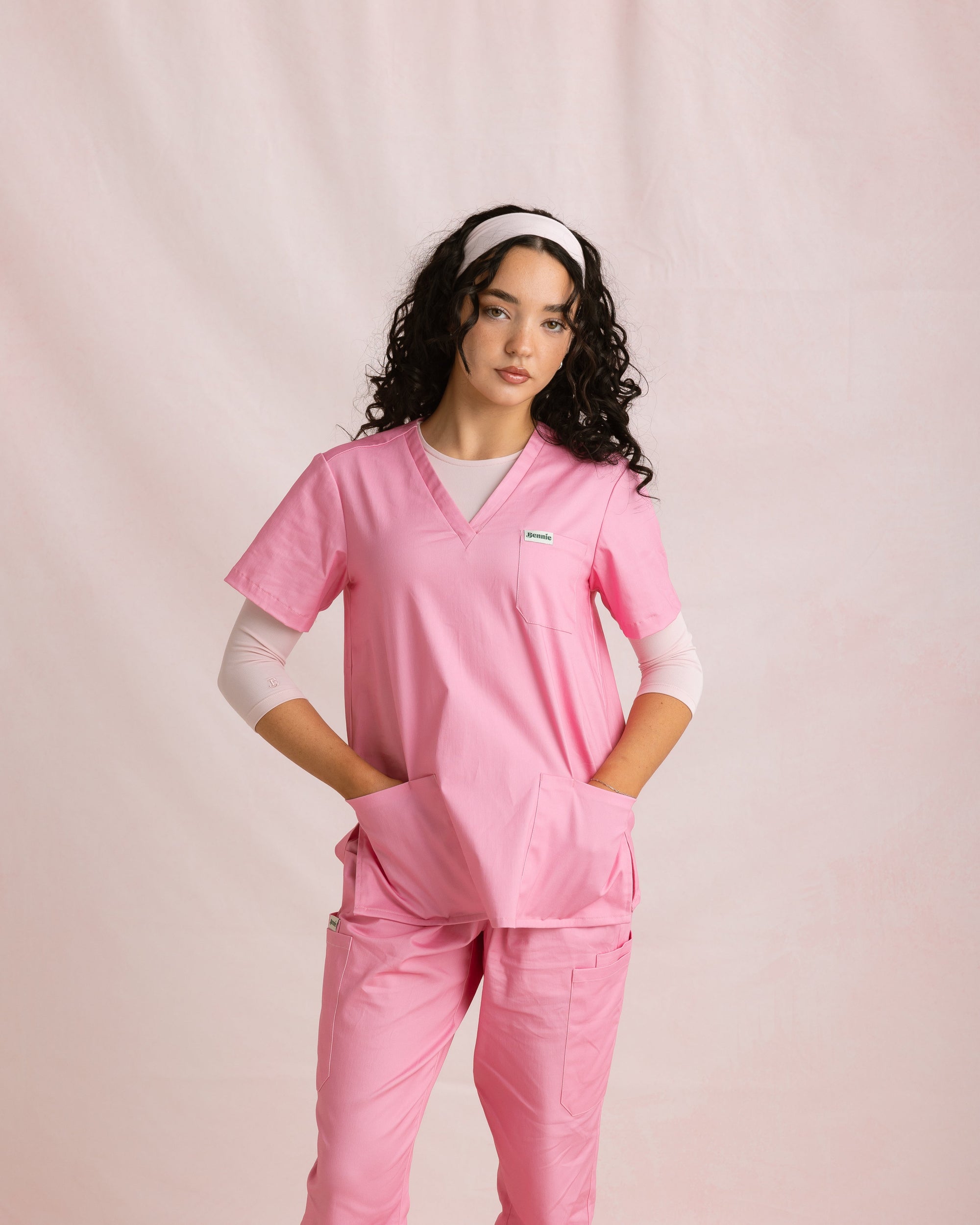 Crewneck Bamboo ¾ Sleeve Top | Blush