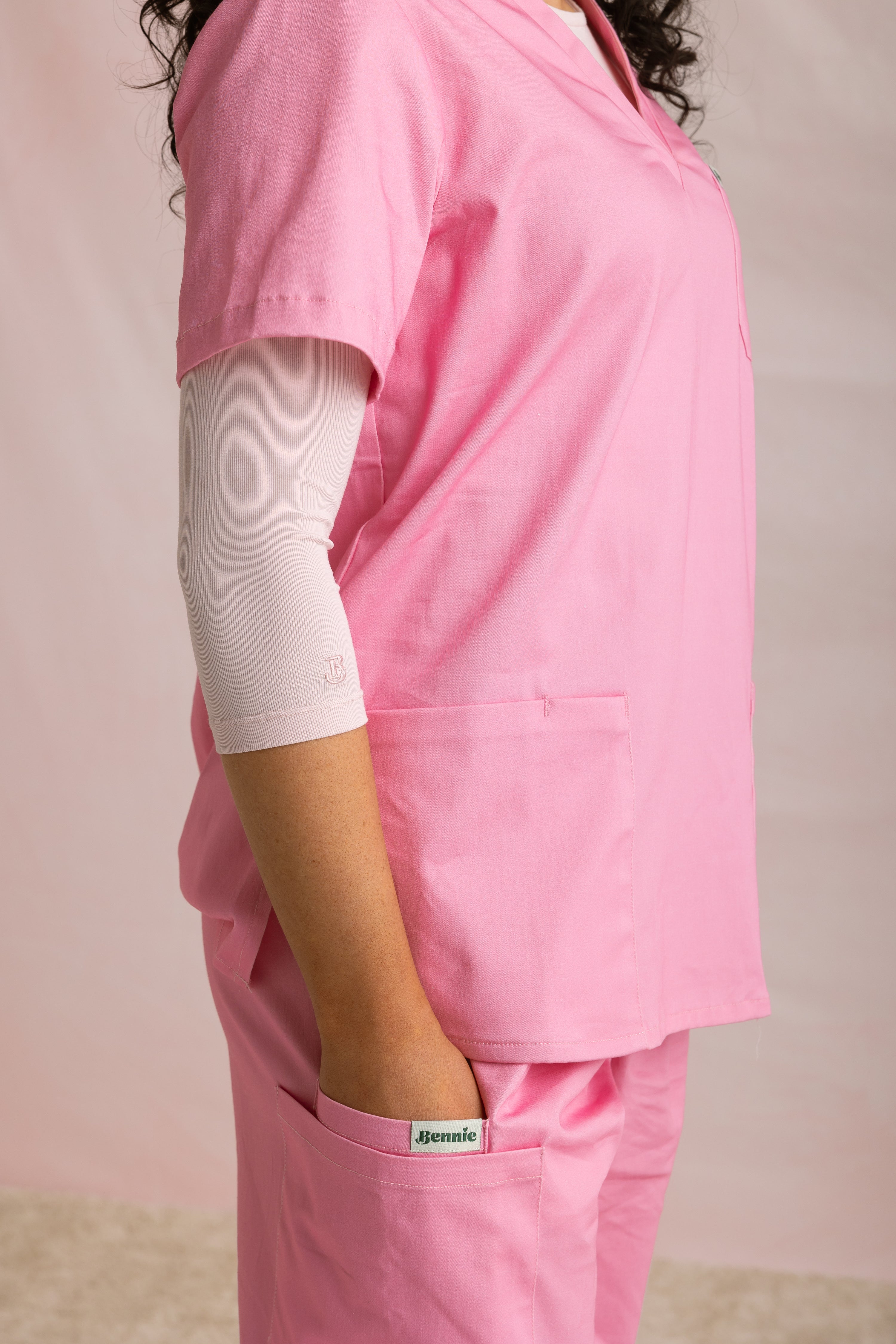 Crewneck Bamboo ¾ Sleeve Top | Blush