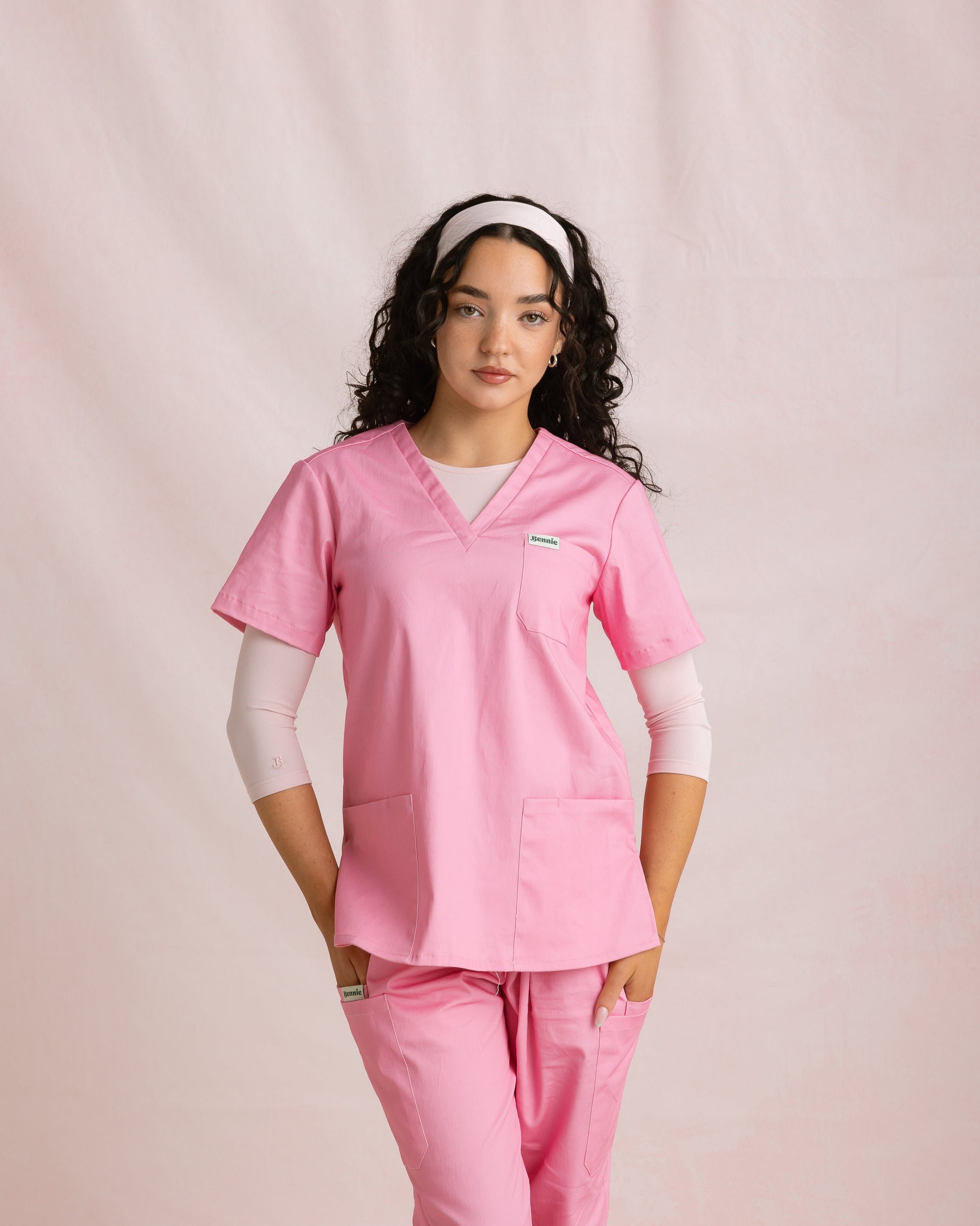 Crewneck Bamboo ¾ Sleeve Top | Blush