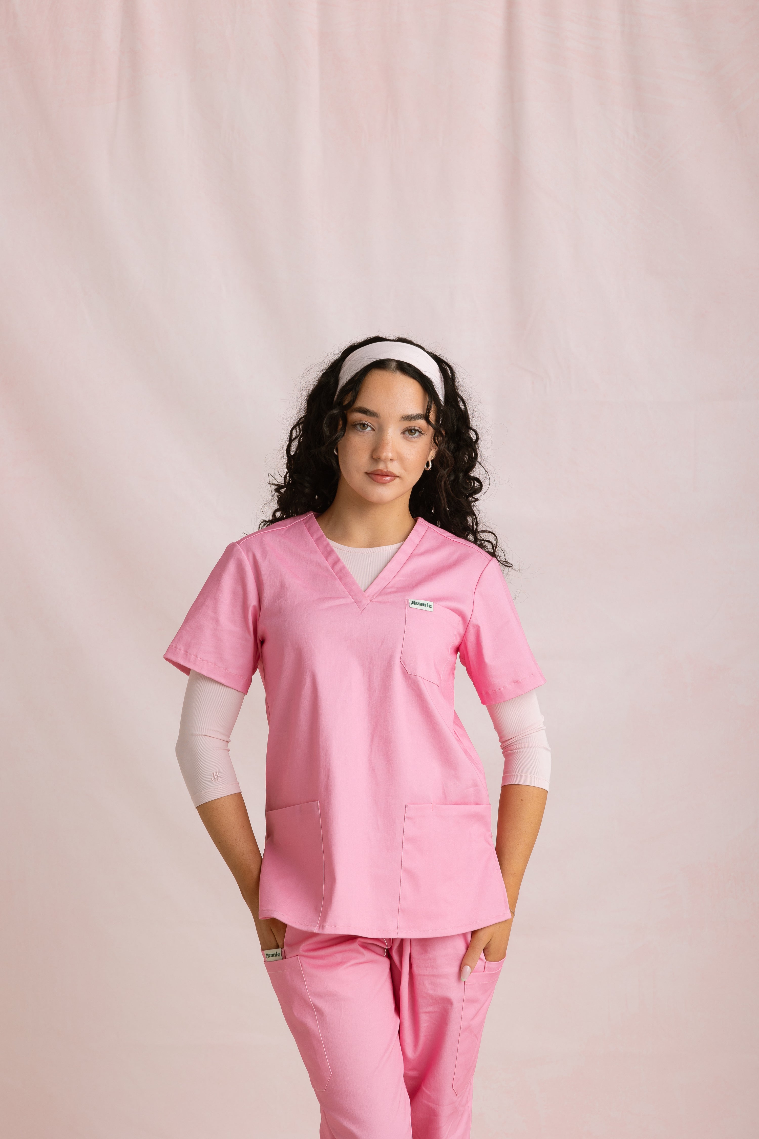 Crewneck Bamboo ¾ Sleeve Top | Blush