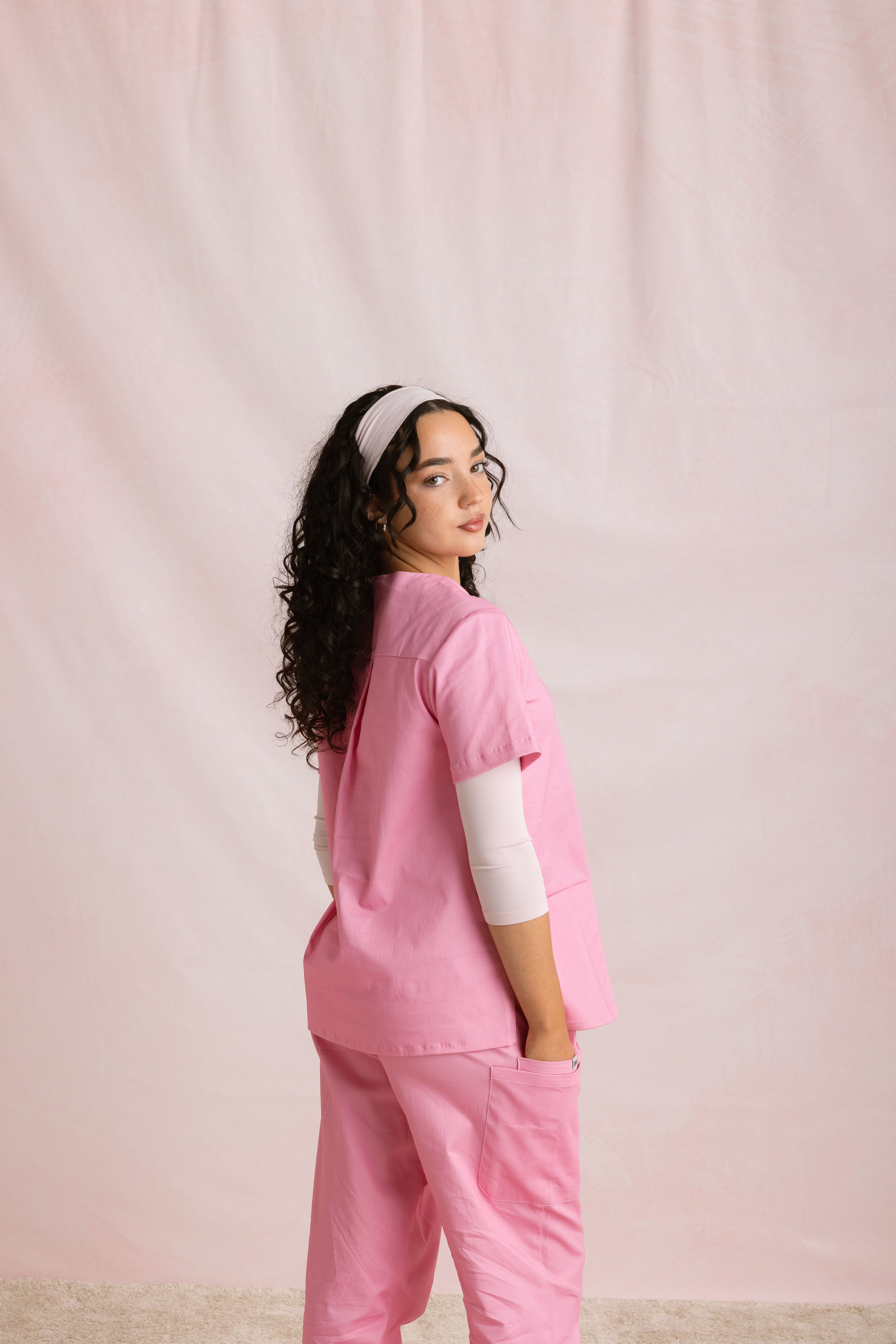 Crewneck Bamboo ¾ Sleeve Top | Blush