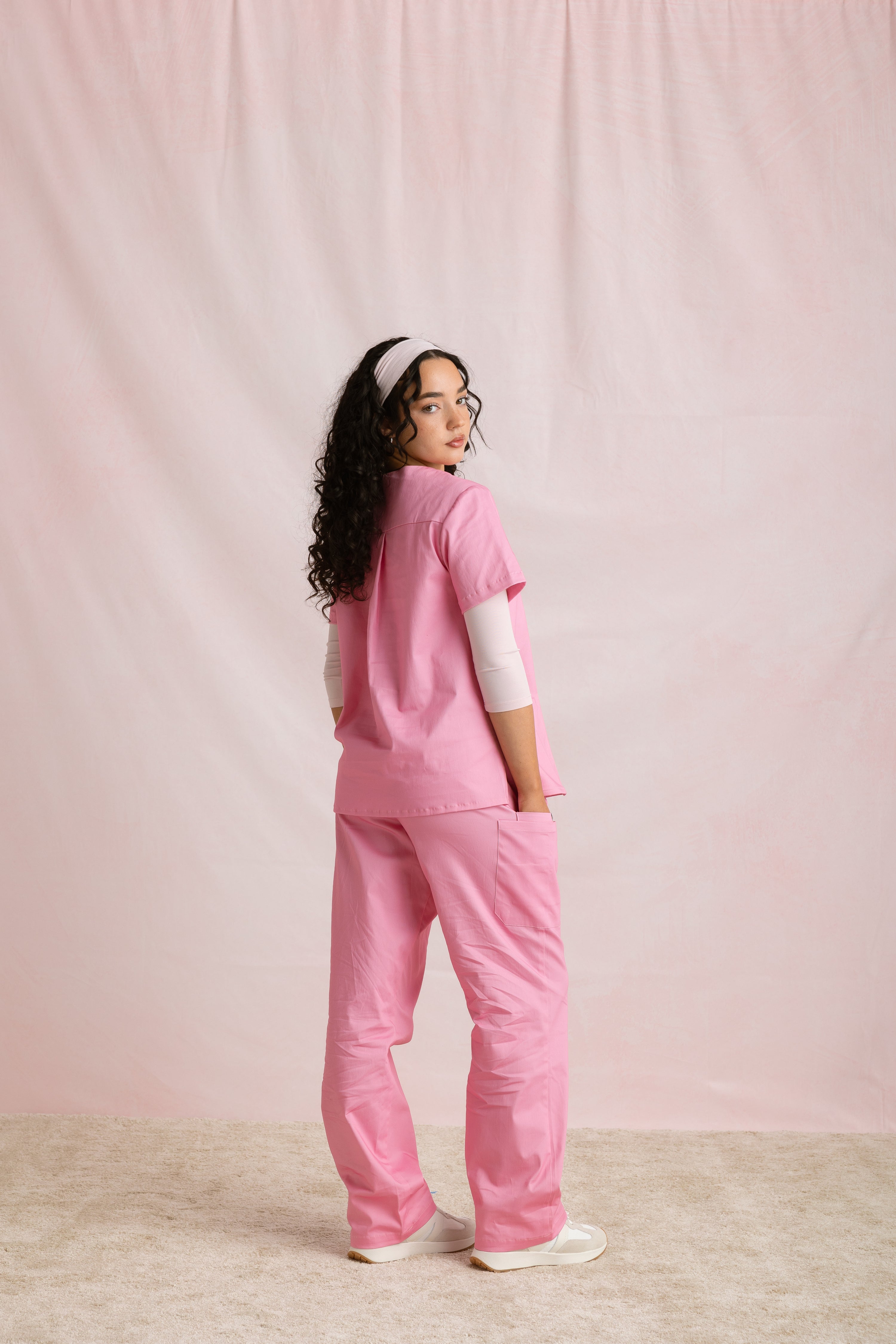 Crewneck Bamboo ¾ Sleeve Top | Blush