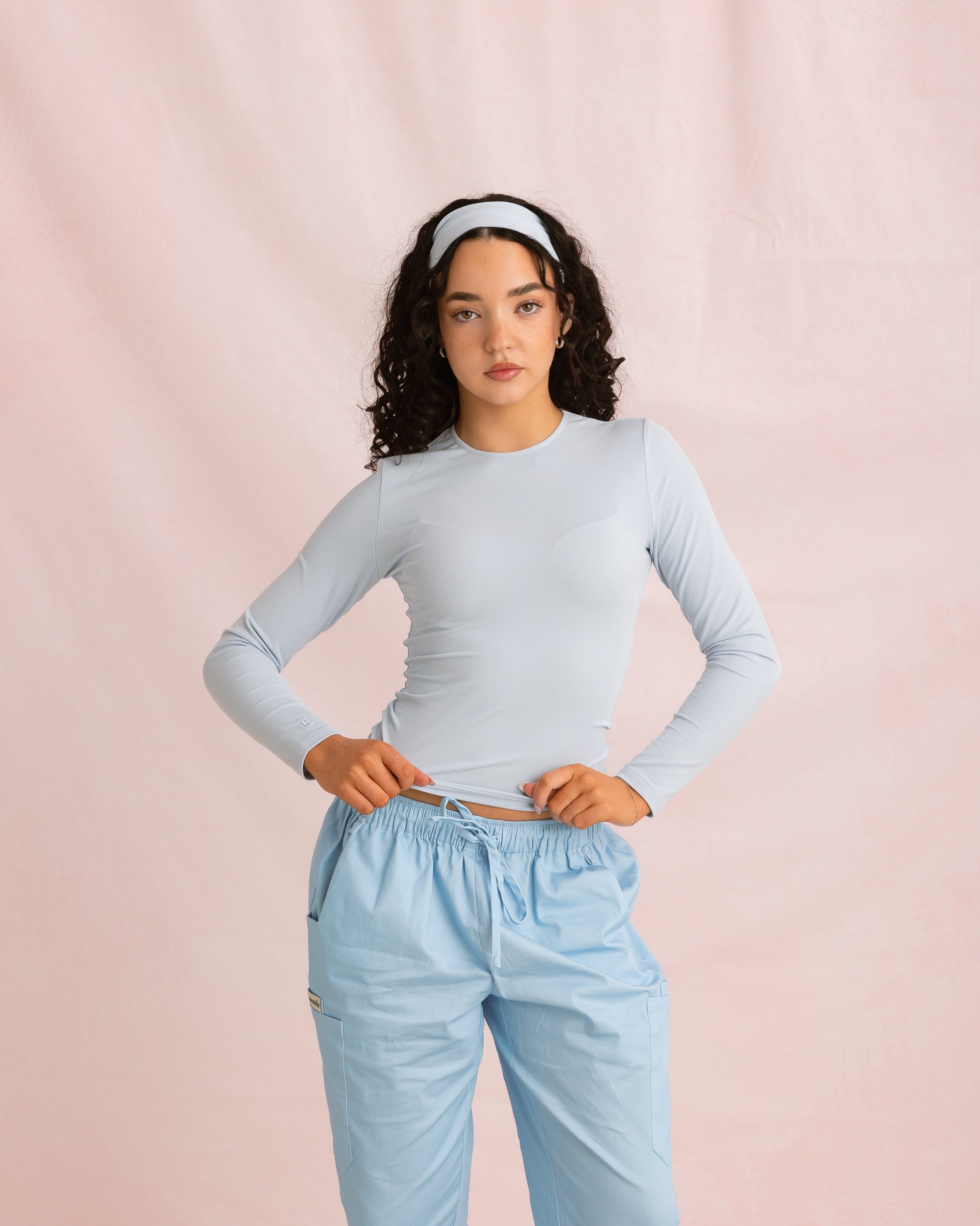 Crewneck Bamboo Long Sleeve Top | Blueberry