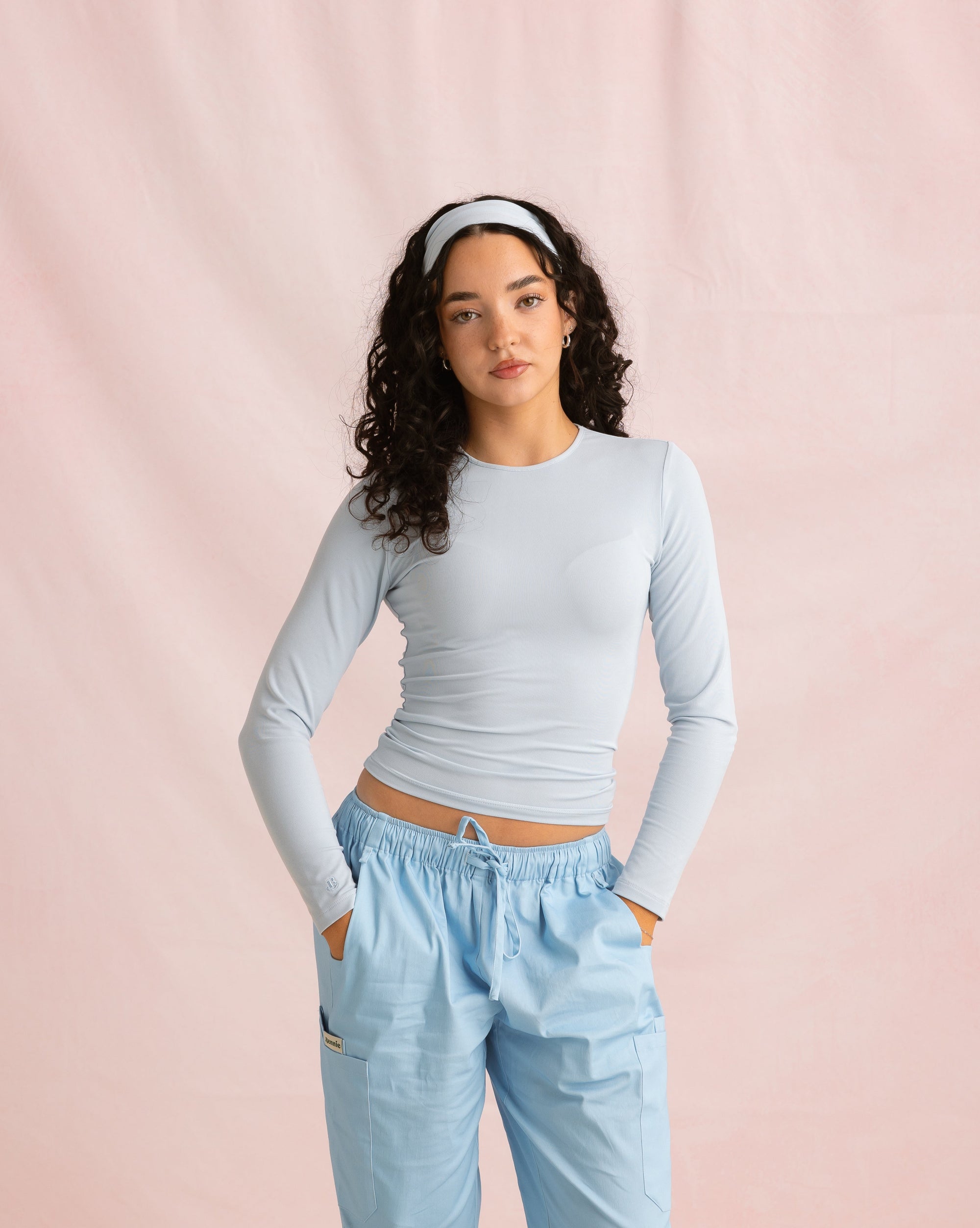 Crewneck Bamboo Long Sleeve Top | Blueberry