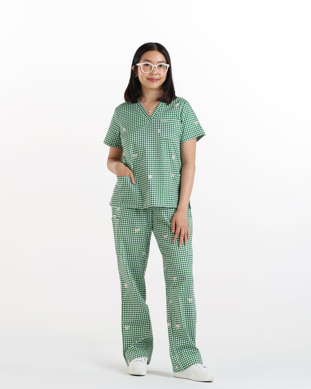 Ava Gingham Scrub Set
