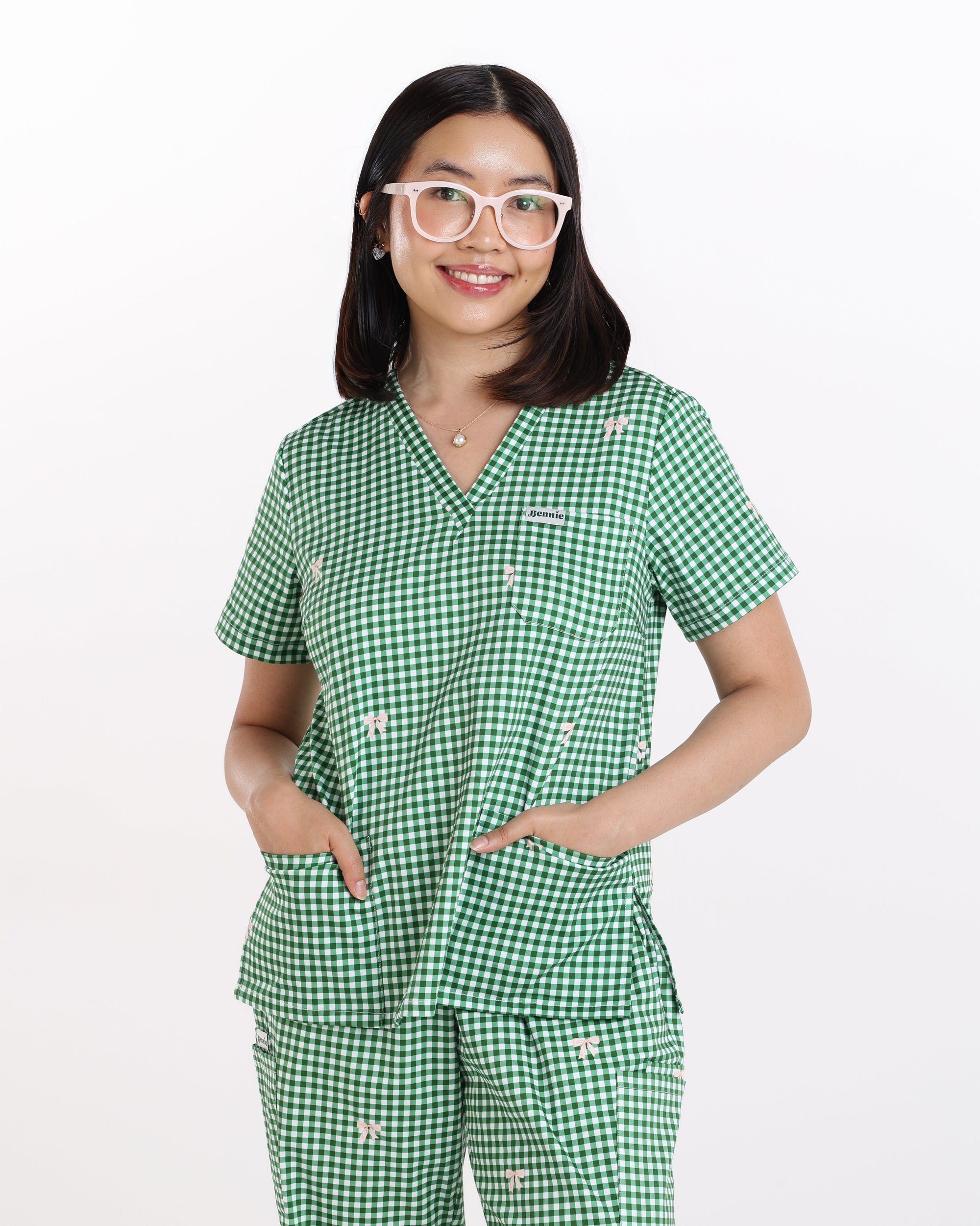 Ava Gingham Scrub Set