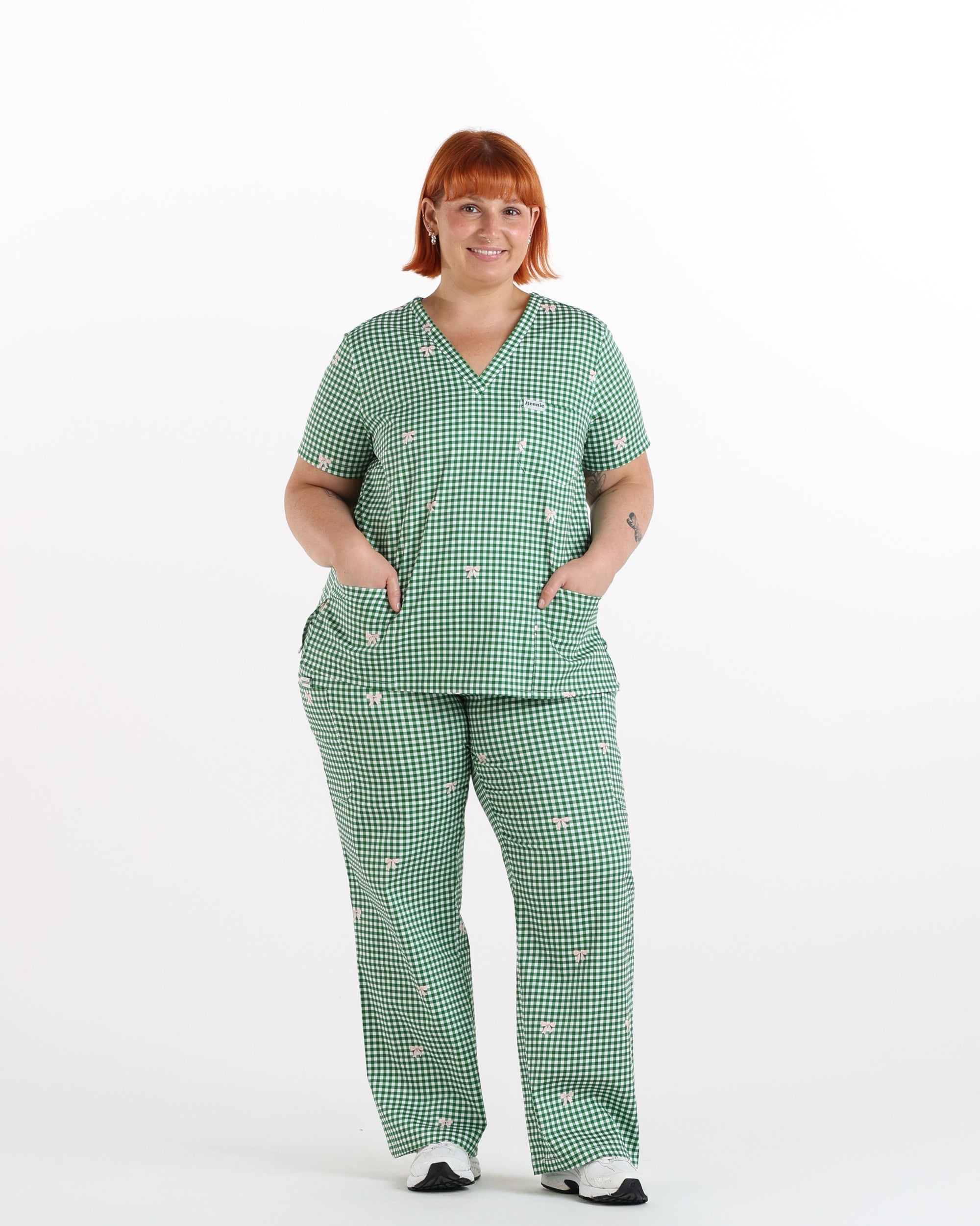 Ava Gingham Scrub Set