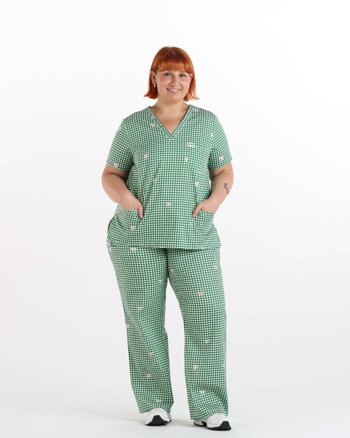 Ava Gingham Scrub Set