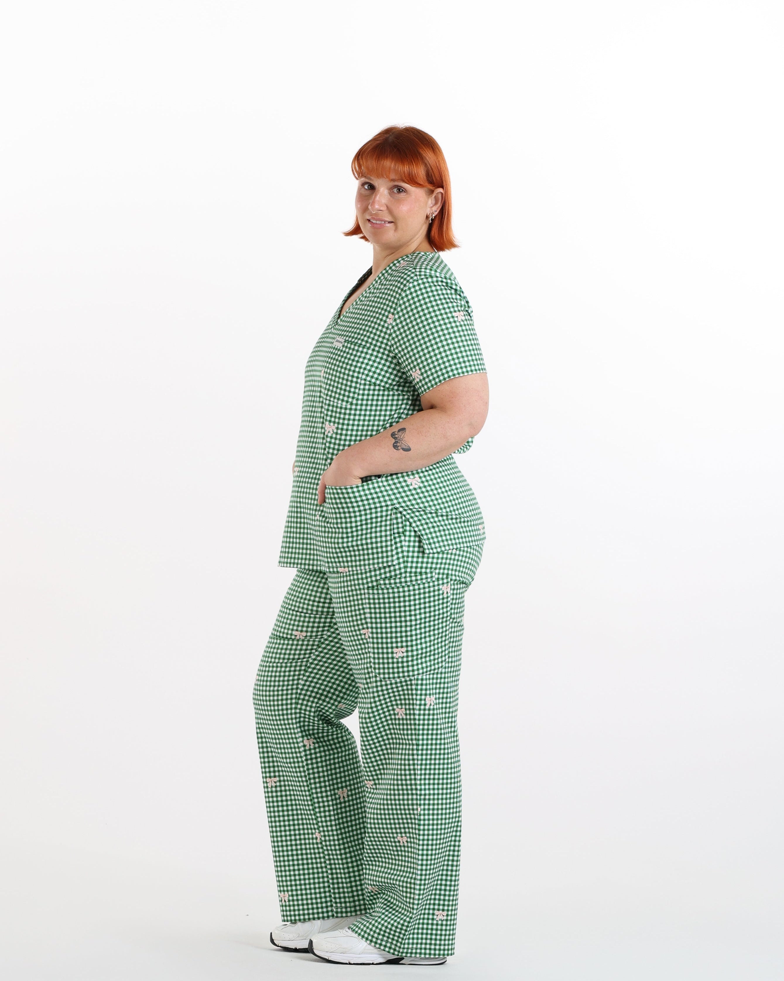 Ava Gingham Scrub Set