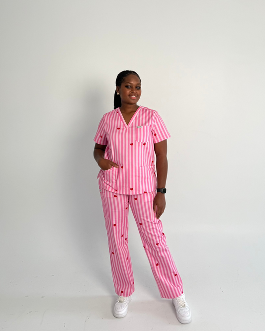 Pink fun scrubs full body 