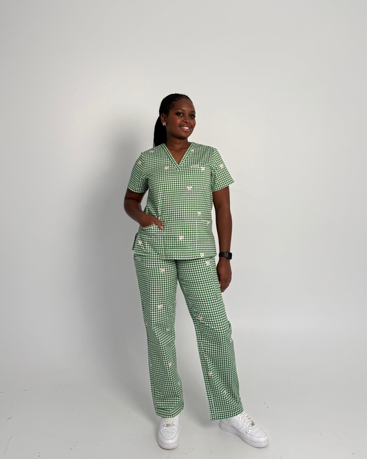 Ava Gingham Scrub Set