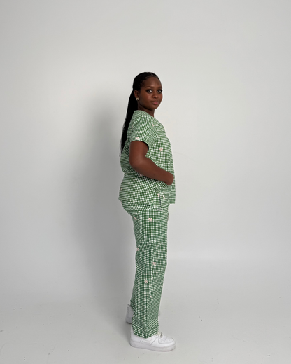 Ava Gingham Scrub Set