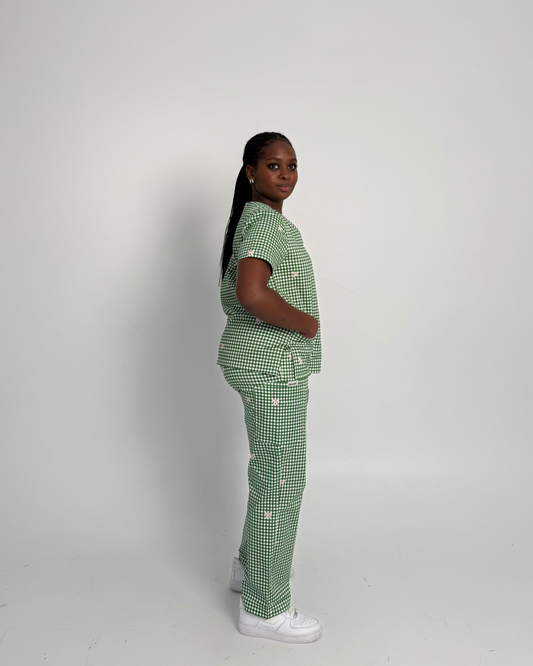 Ava Gingham Scrub Set