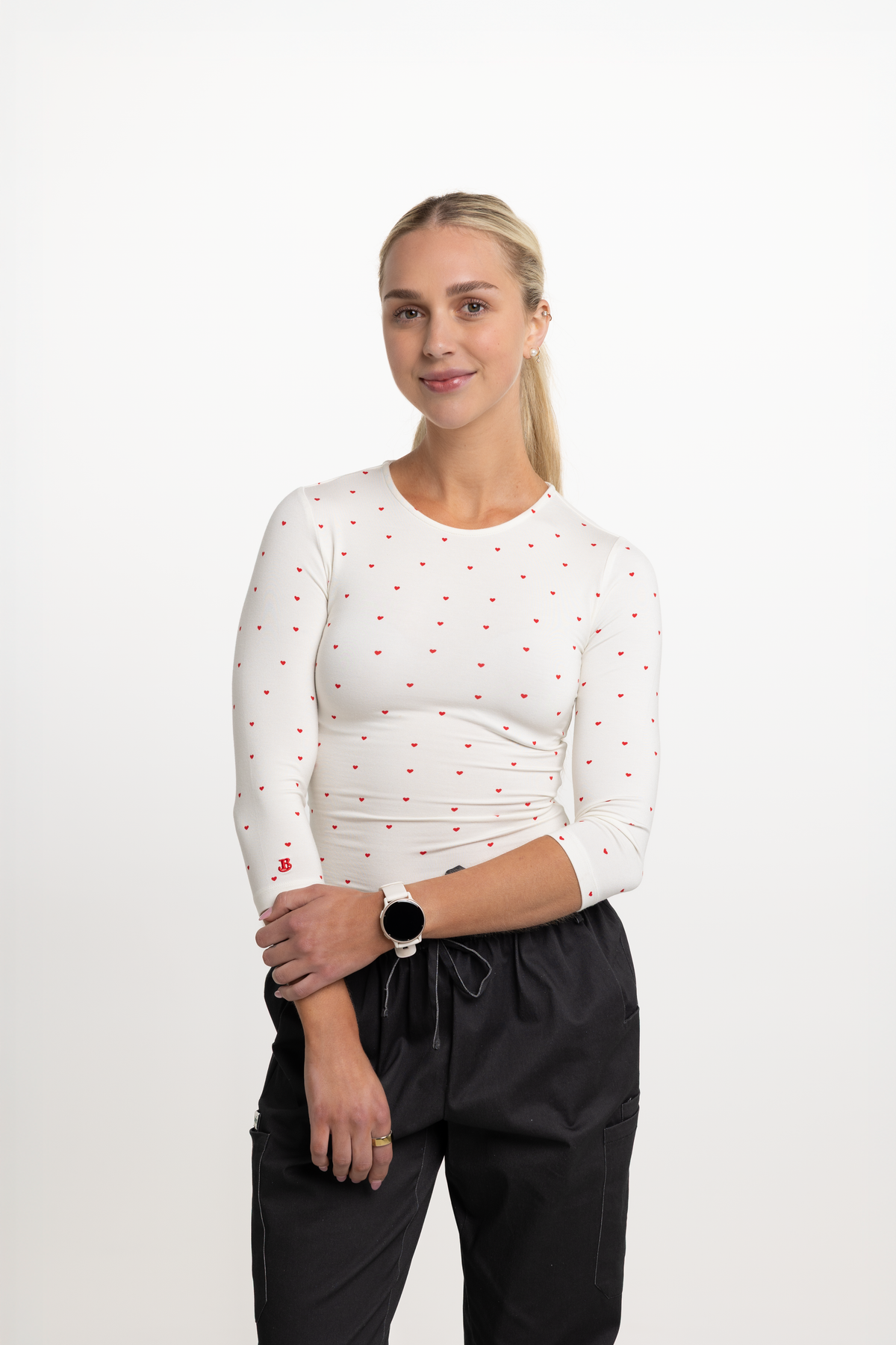 Bamboo ¾ Underscrubs | Red Hearts